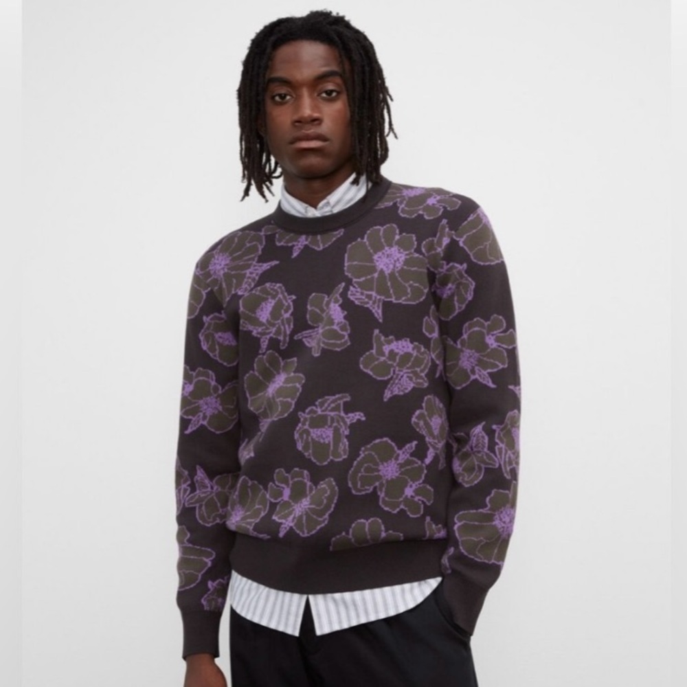 Club Monaco Floral Jacquard Crew Sweater Men’s Medium